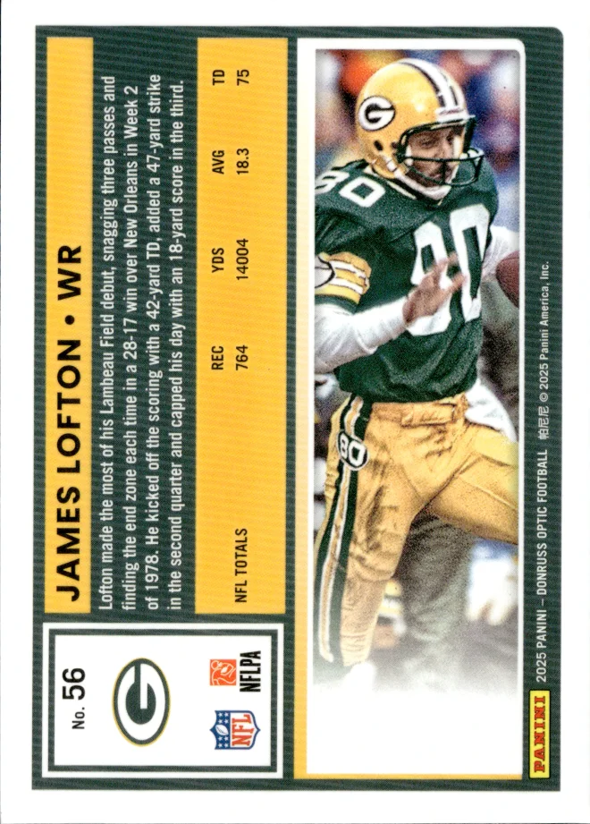 James Lofton card back