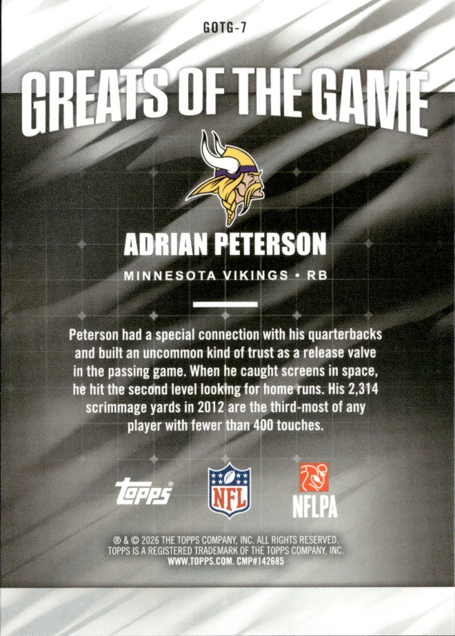 Adrian Peterson card back