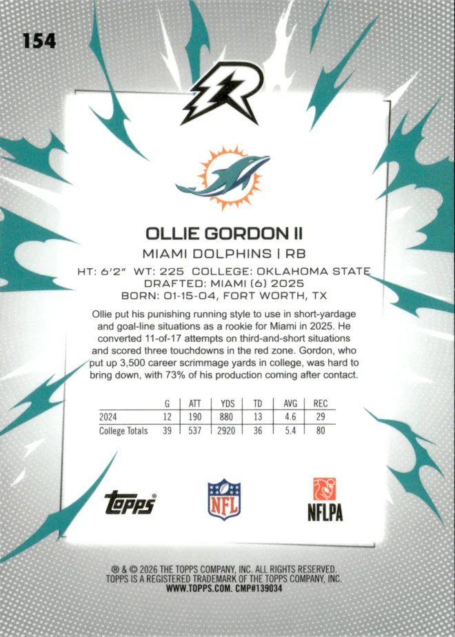 Ollie Gordon II card back