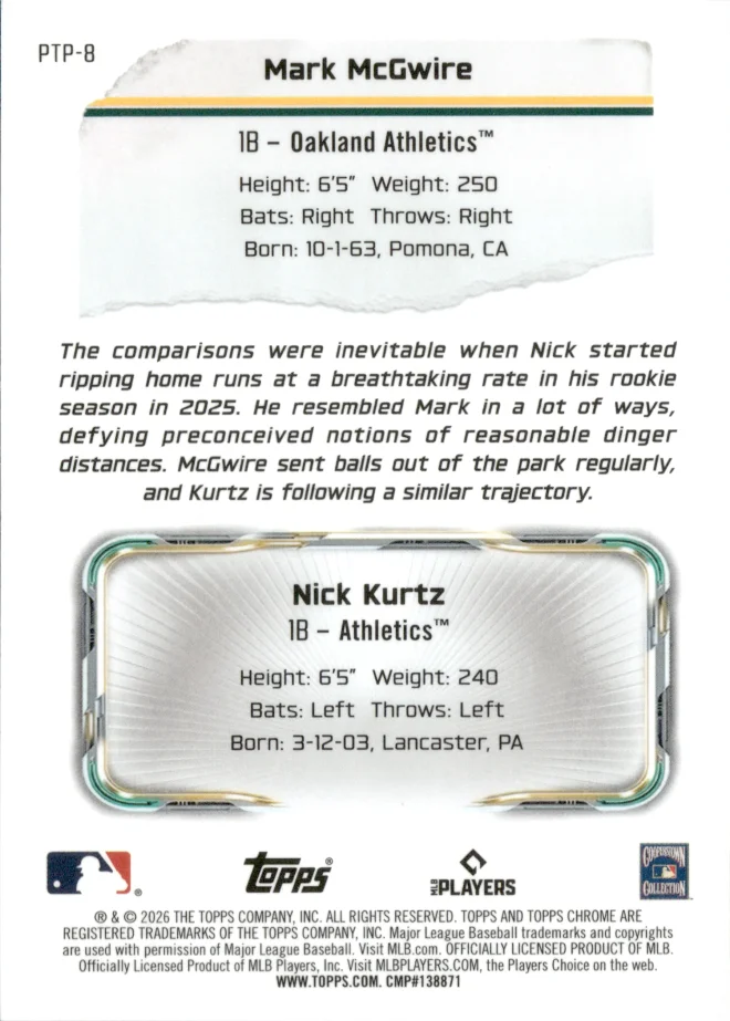 Mark McGwire / Nick Kurtz card back