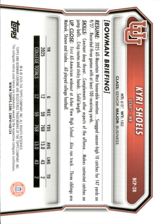 Kyri Shoels card back