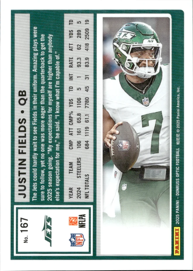 Justin Fields card back