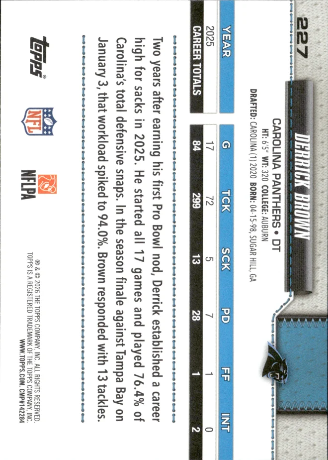 Derrick Brown card back