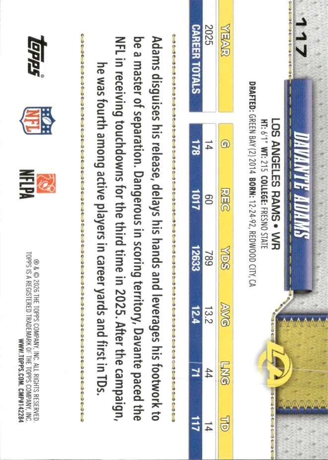 Davante Adams card back