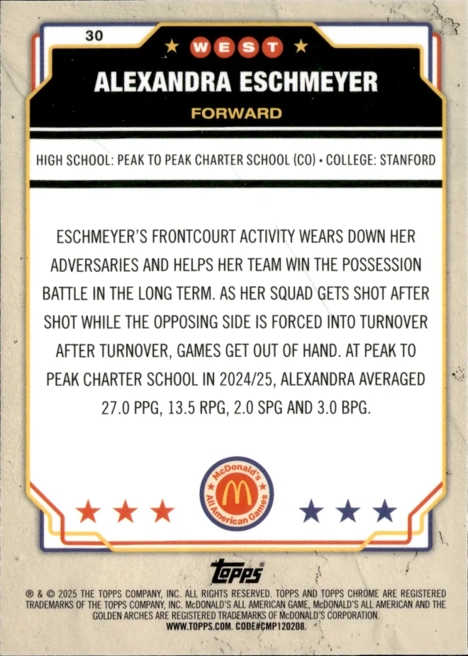 Alexandra Eschmeyer card back