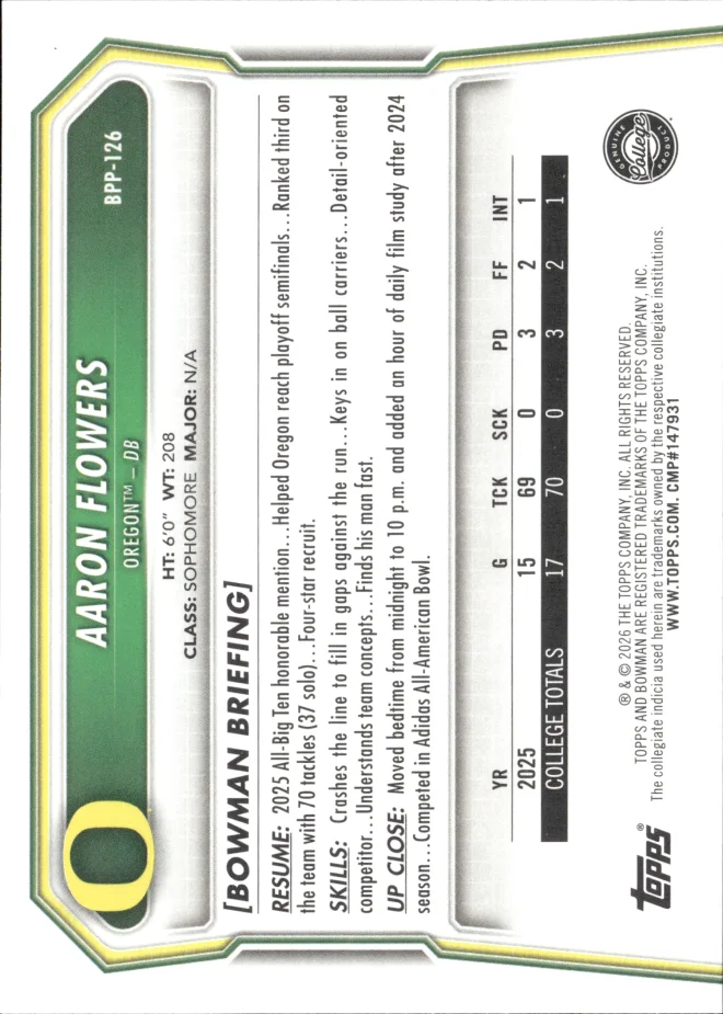 Aaron Flowers card back