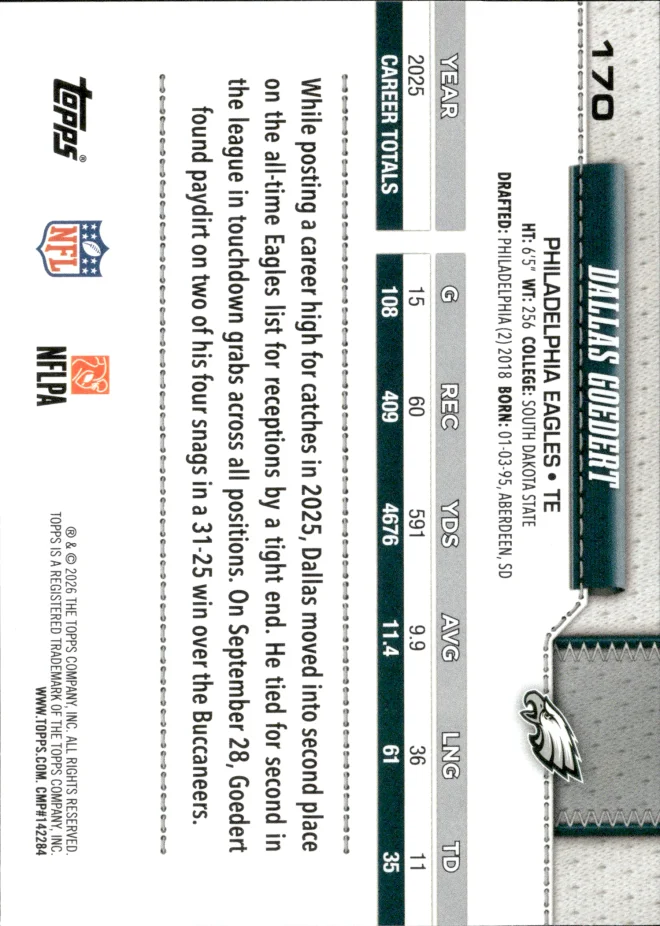 Dallas Goedert card back