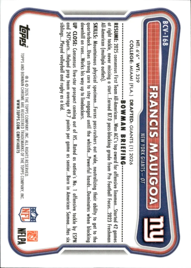 Francis Mauigoa card back