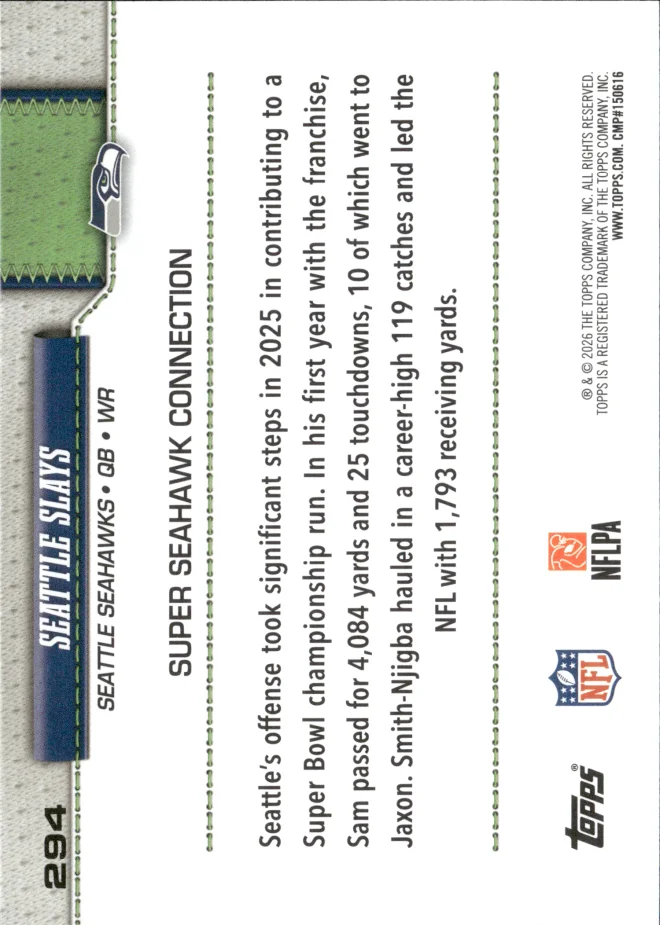 Sam Howell / Jaxon Smith-Njigba card back