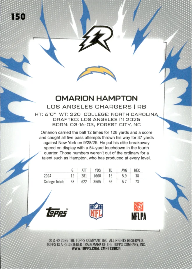 Omarion Hampton card back