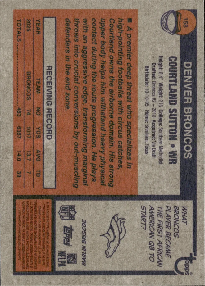Courtland Sutton card back