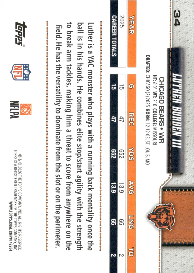Luther Burden III card back