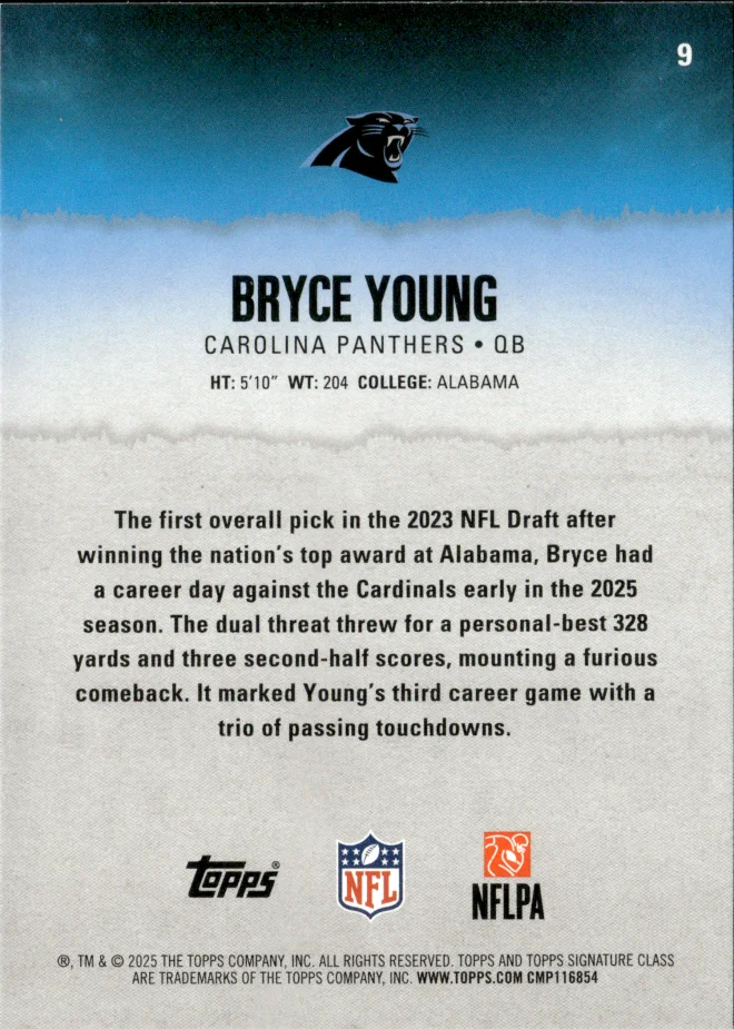 Bryce Young card back