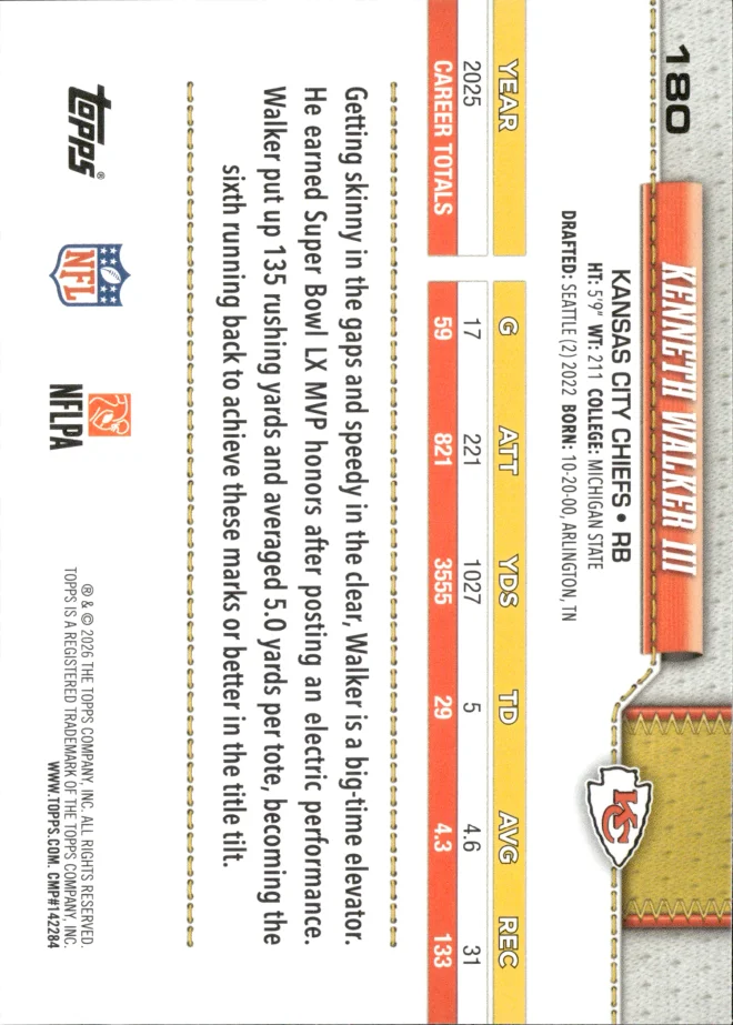 Kenneth Walker III card back