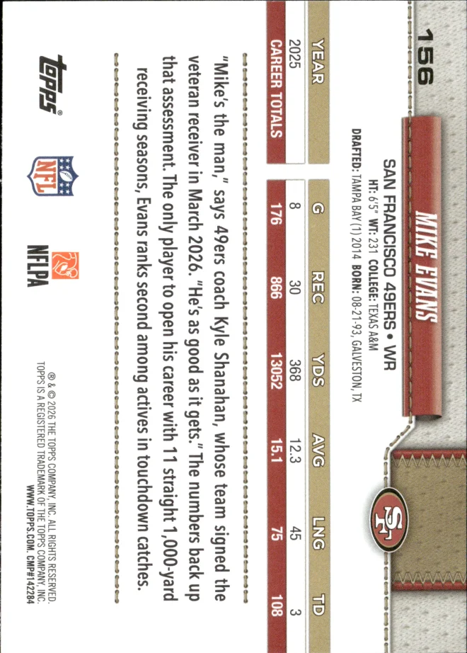 Mike Evans card back