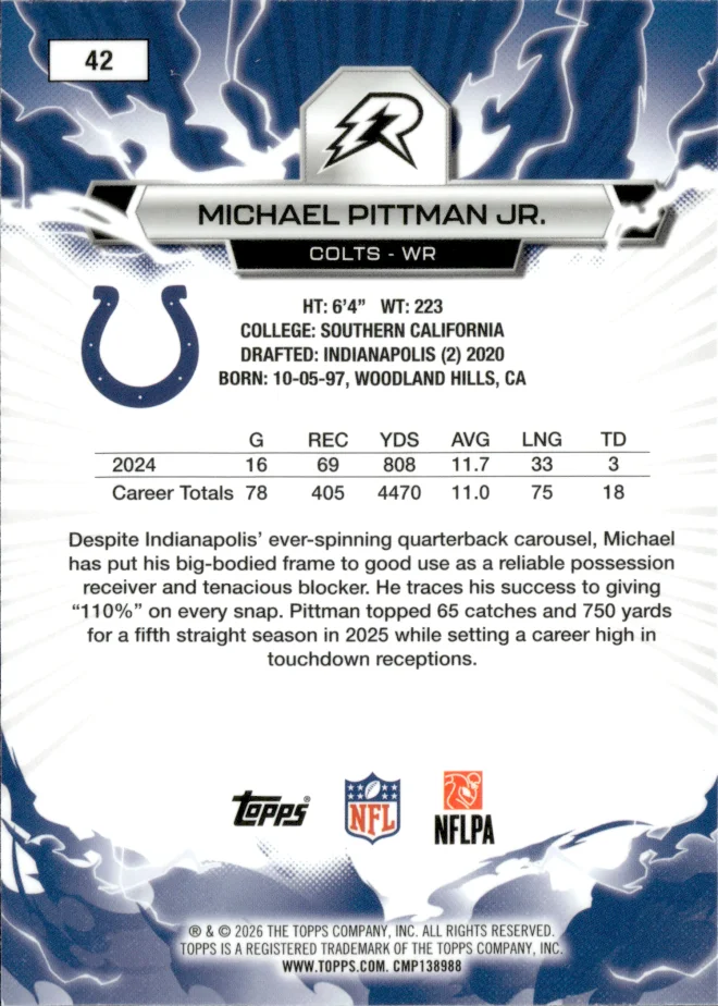 Michael Pittman Jr. card back