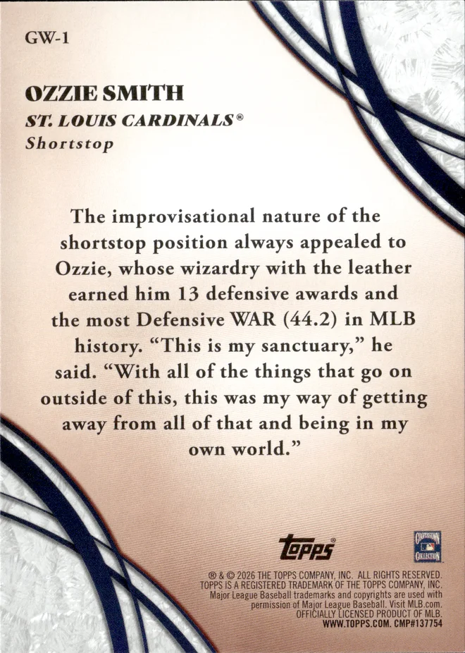 Ozzie Smith card back