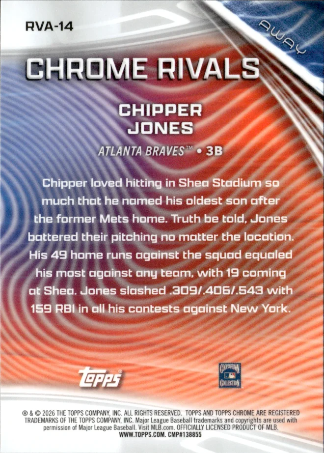 Chipper Jones card back