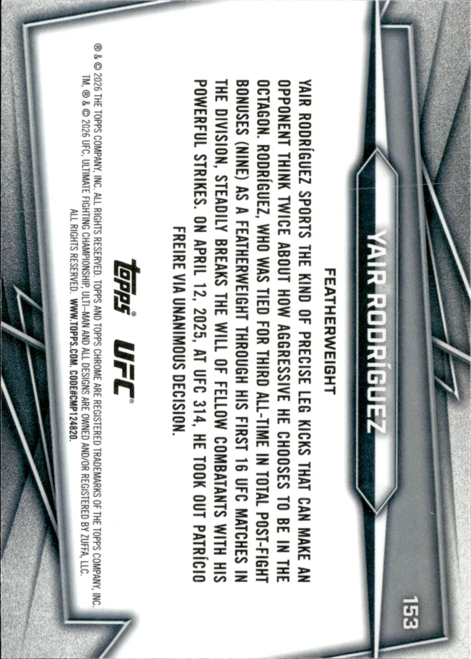 Yair Rodríguez card back