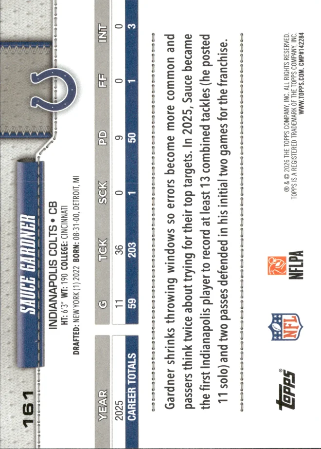 Sauce Gardner card back