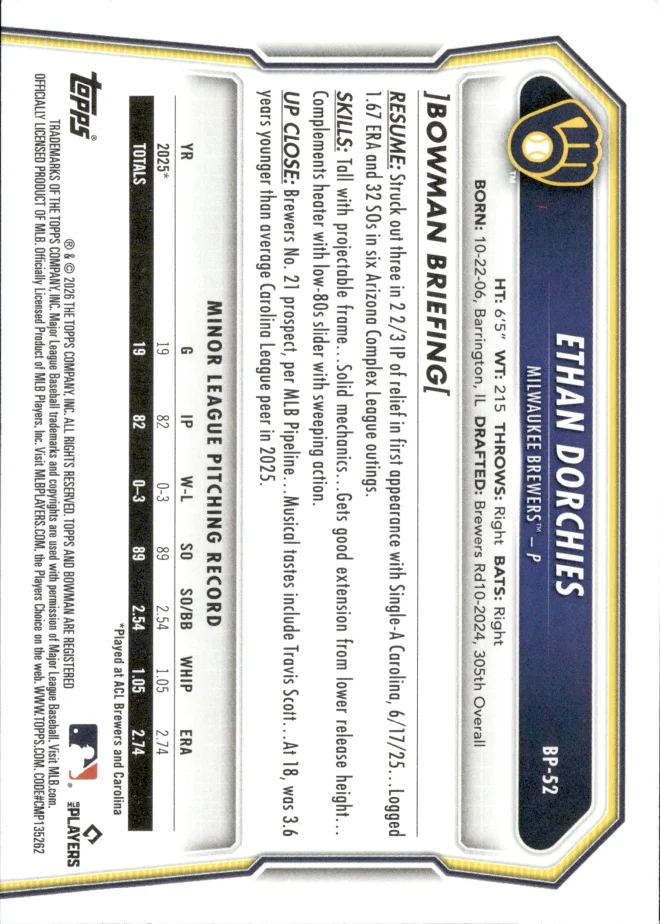 Ethan Dorchies card back
