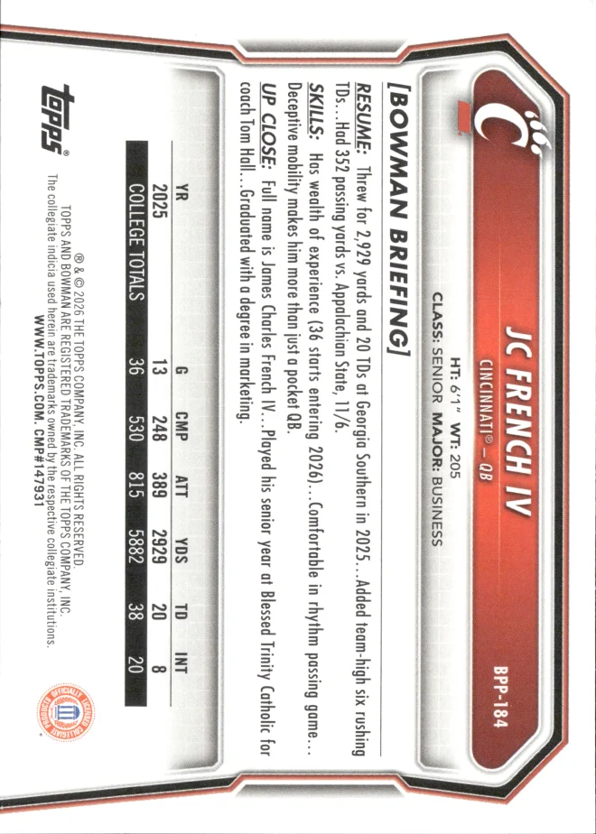 JC French IV card back
