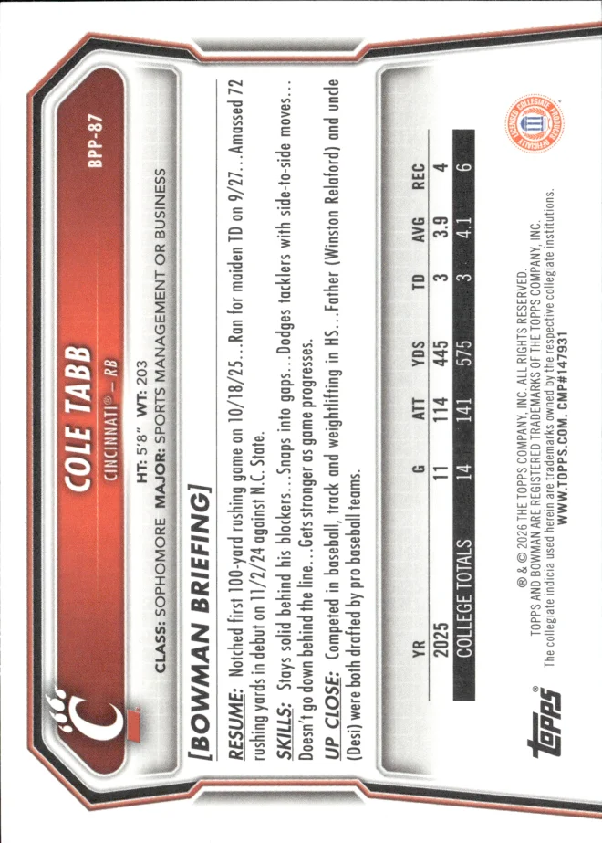 Cole Tabb card back
