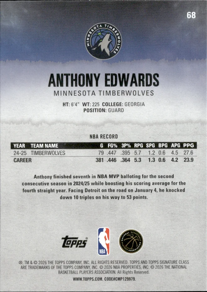 Anthony Edwards card back
