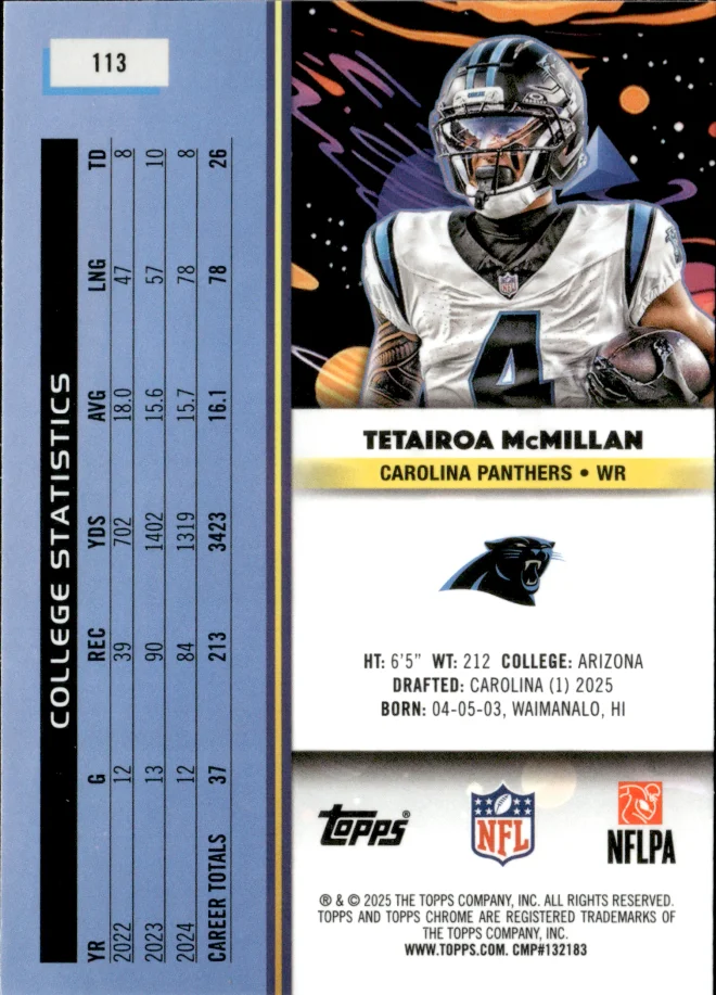 Tetairoa McMillan card back