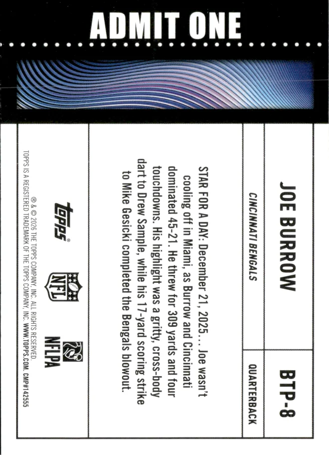 Joe Burrow card back