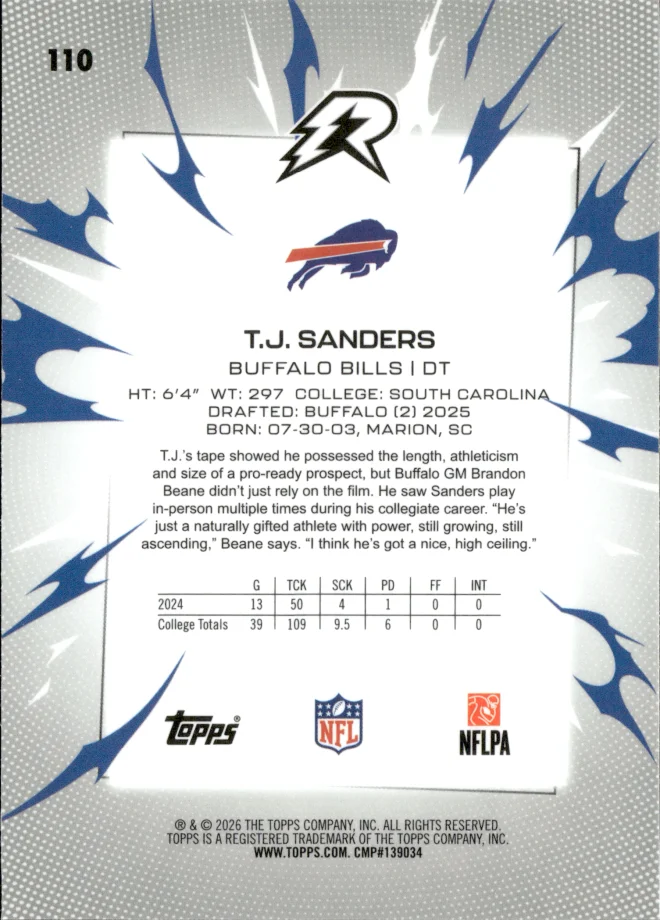 T.J. Sanders card back