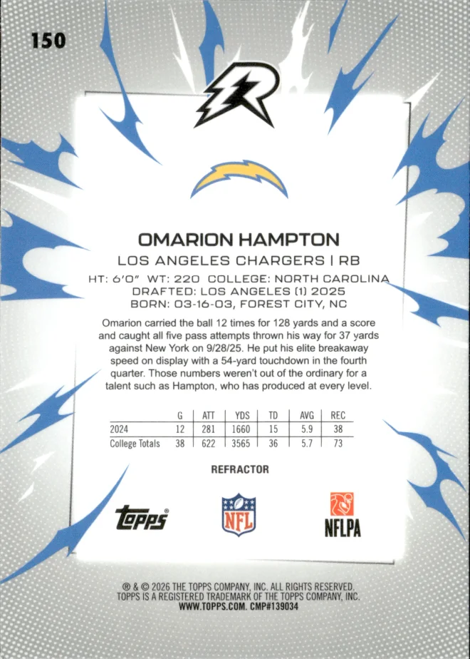 Omarion Hampton card back