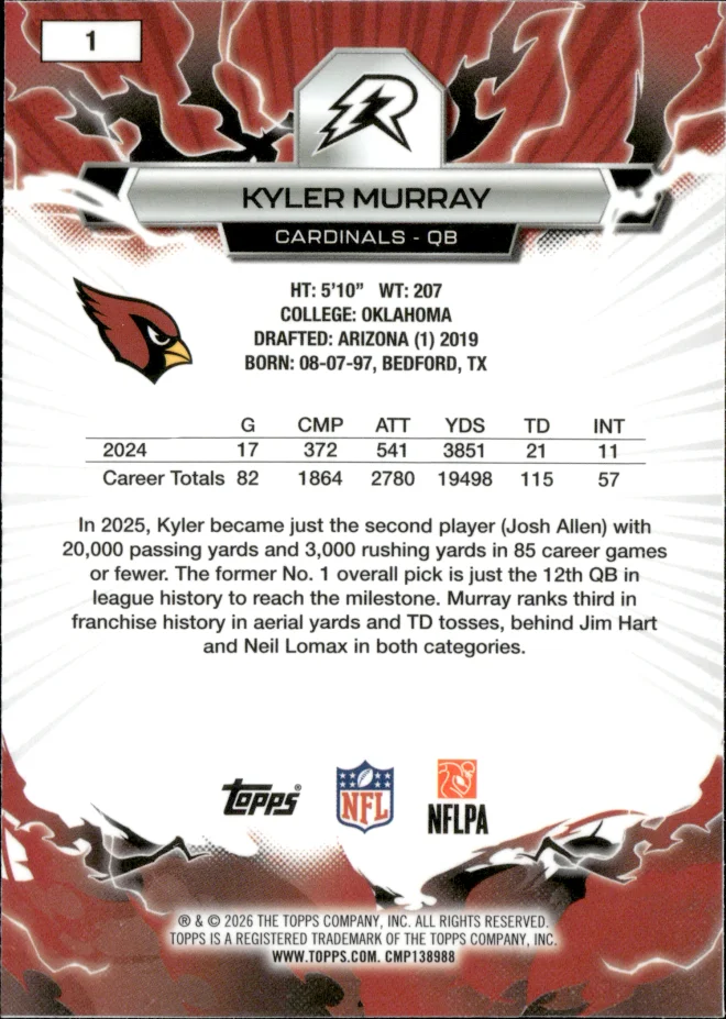 Kyler Murray card back