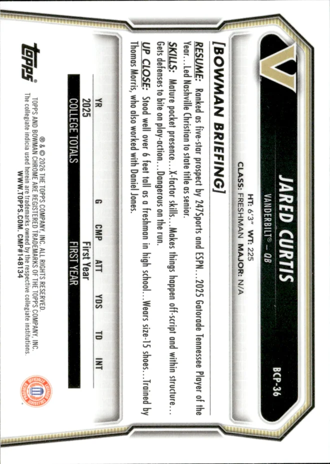 Jared Curtis card back
