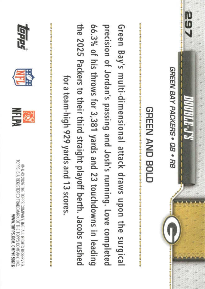 Jordan Love / Josh Jacobs card back