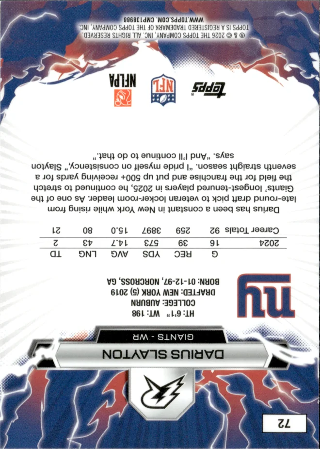 Darius Slayton card back