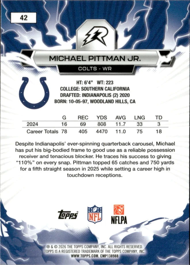 Michael Pittman Jr. card back