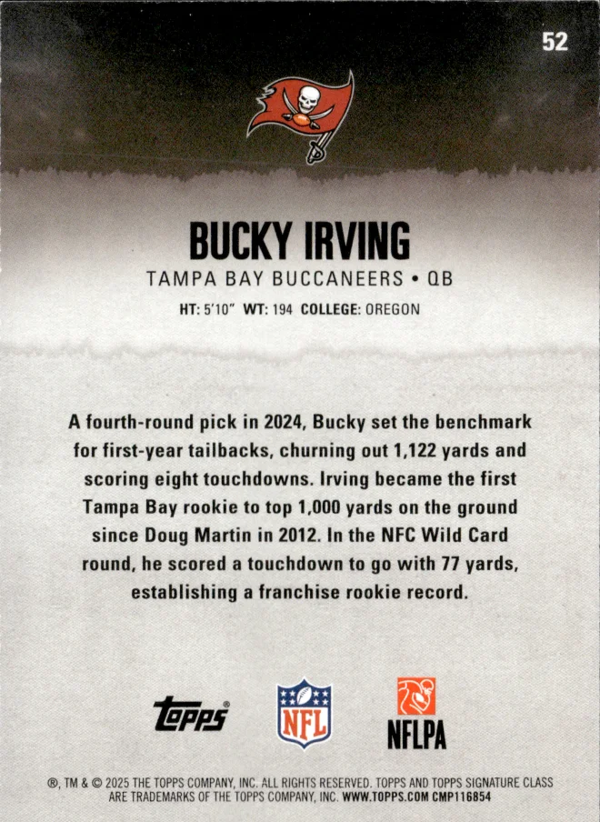 Bucky Irving card back