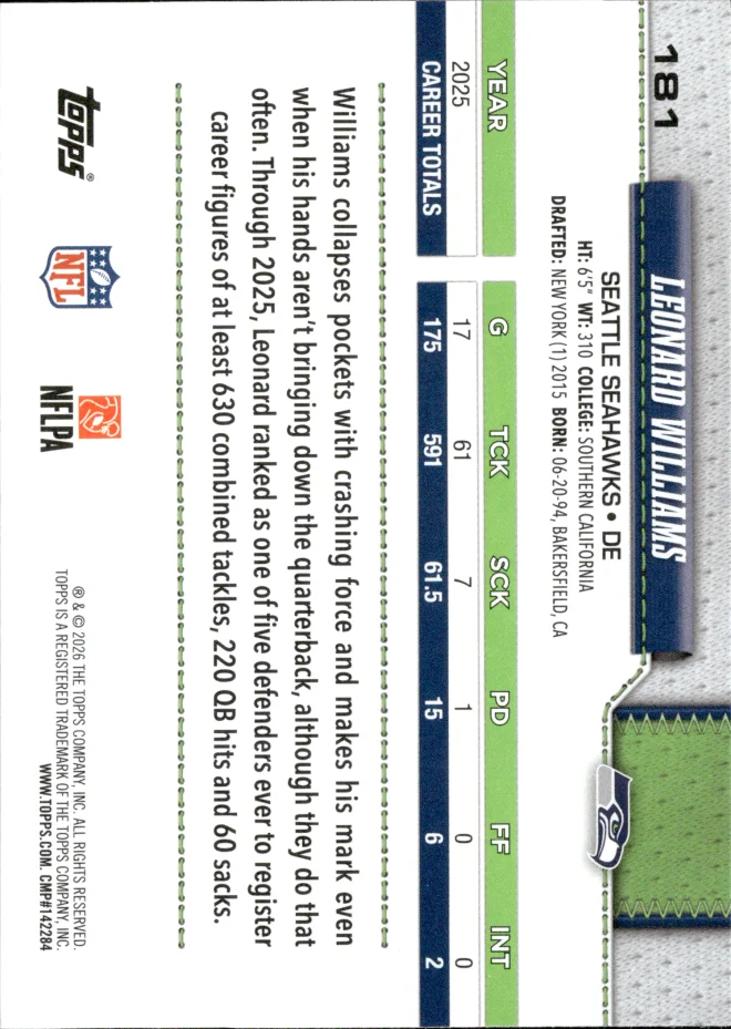 Leonard Williams card back