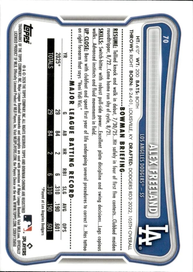 Alex Freeland card back