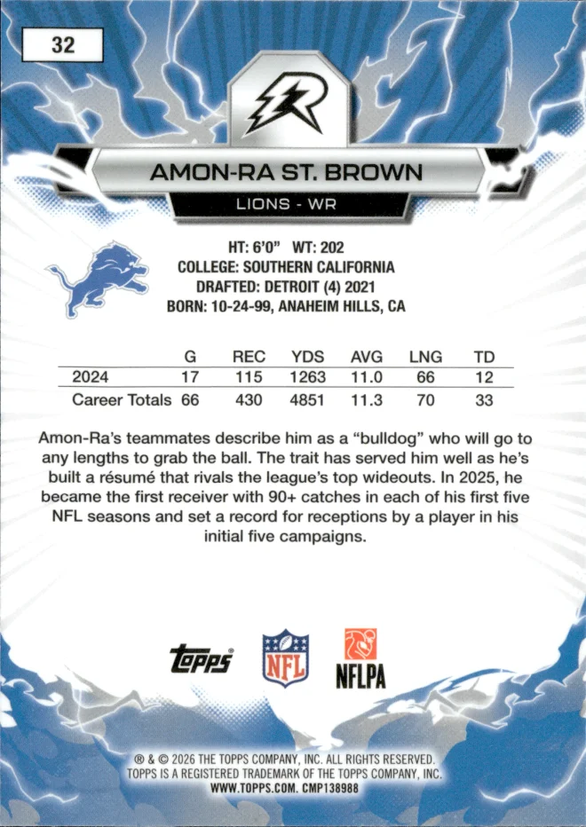 Amon-Ra St. Brown card back
