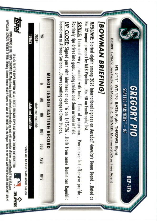 Gregory Pio card back