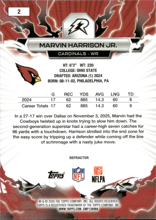 Marvin Harrison Jr. card back
