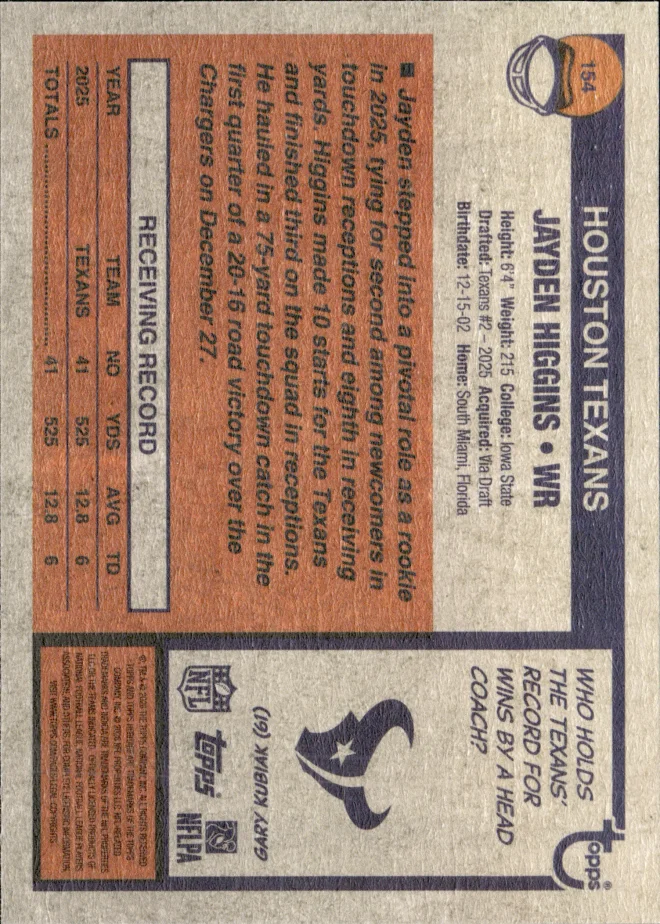 Jayden Higgins card back