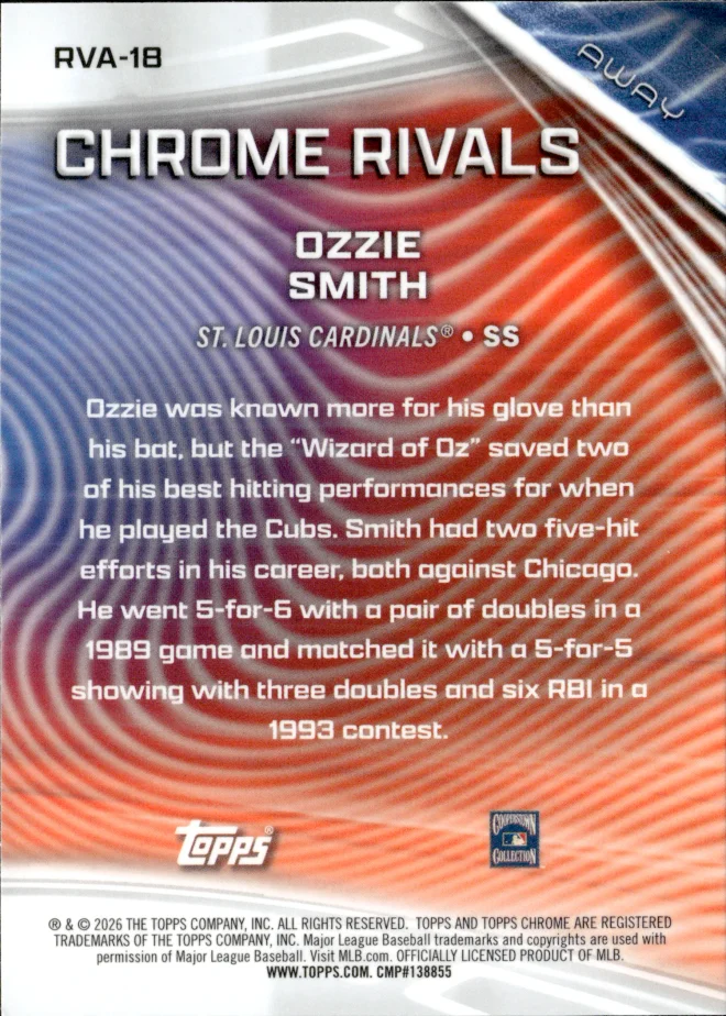 Ozzie Smith card back