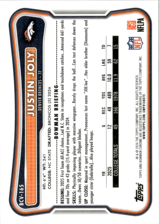 Justin Joly card back