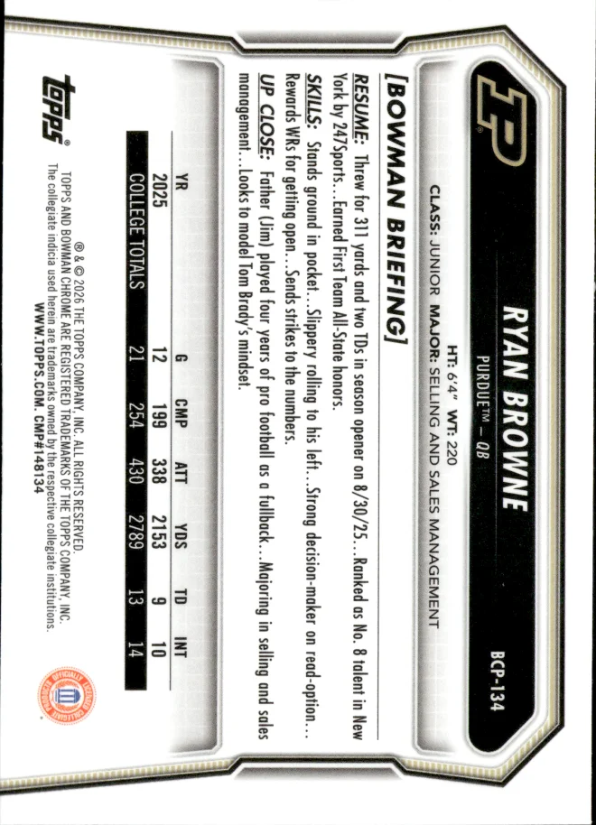 Ryan Browne card back