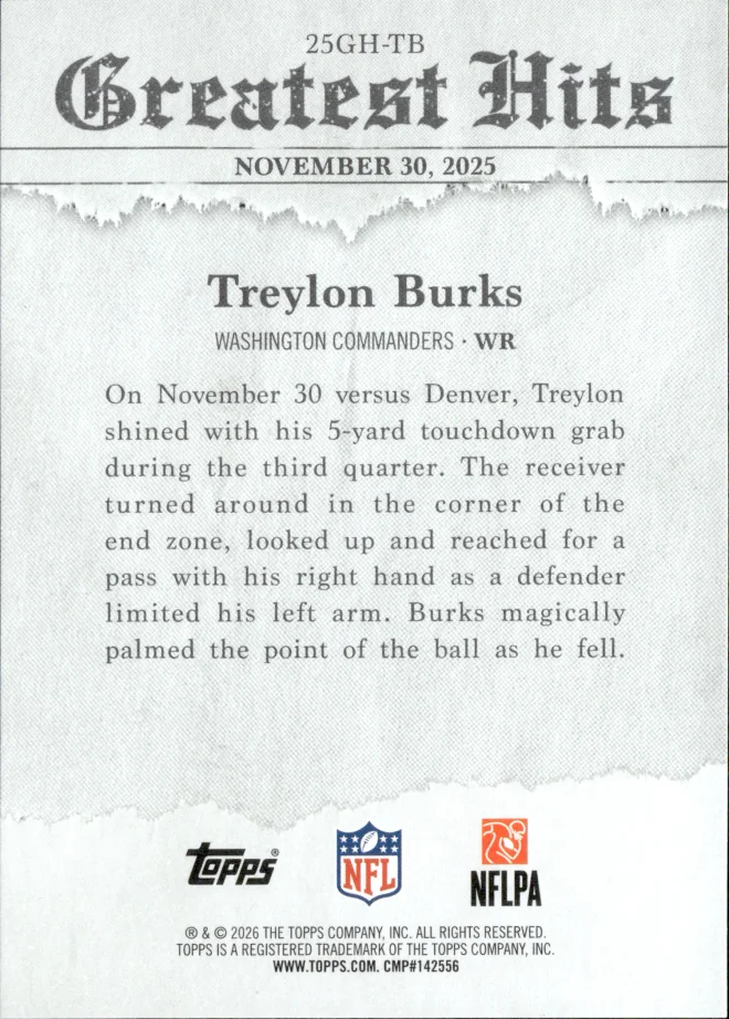 Treylon Burks card back