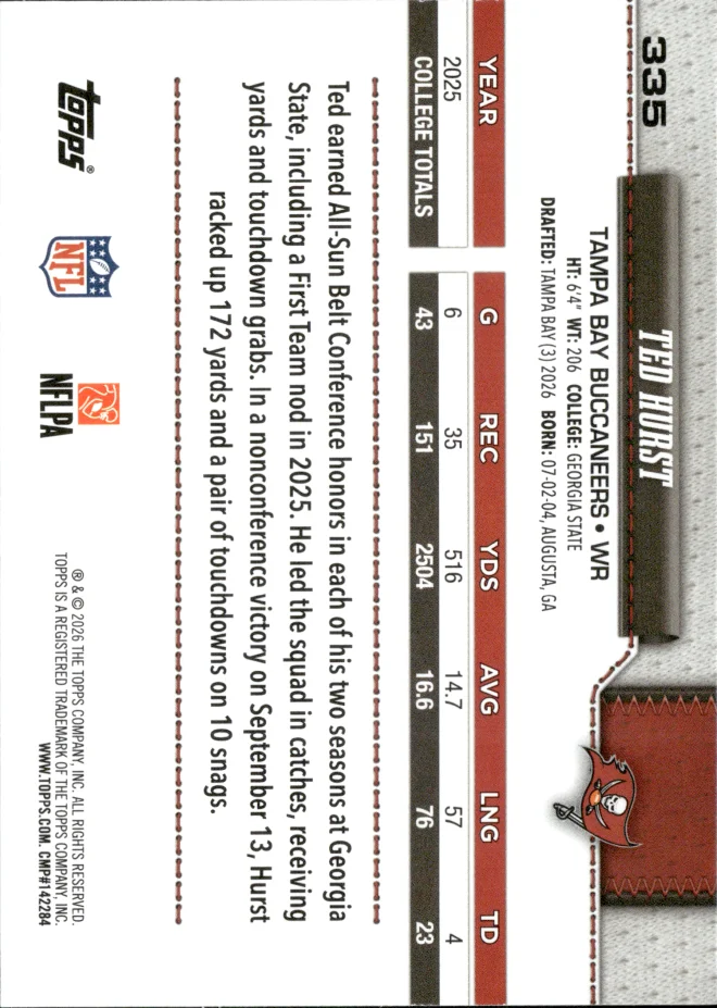 Ted Hurst card back