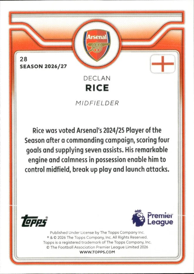 Declan Rice card back